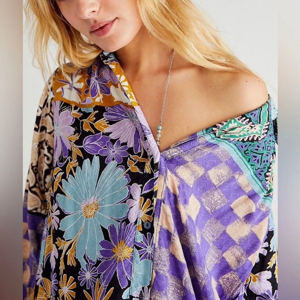 Free People Jackie Boho Maxi Shirt Dress Size Medium - Picture 4 of 15